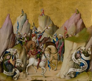 Das Treffen der drei Könige, mit David und Jesaja (recto); Die Himmelfahrt der Jungfrau (verso) von Master of the St. Bartholomew Altarpiece