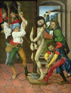 Die Geißelung Christi, Seitenflügel des Passionsaltars (Tafelbild) von Master of the Strache Altar