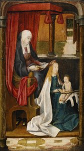 Madonna lehrt das Christkind Lesen, 1480 von Master of the View of St. Gudule