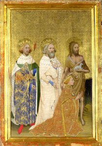 Richard II. von England mit seinen Schutzheiligen (Die linke Innentafel des Wilton-Diptychons)