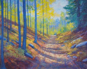 Sonniger Herbstwaldweg