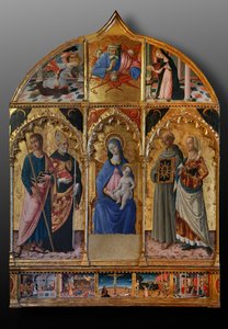 Madonna mit Kind und den Heiligen Jakobus, Augustinus, Bernhardin und Margarete, erste Jahrzehnte des 14. Jahrhunderts