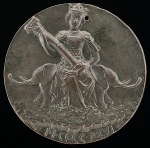 Tapferkeit, die eine gebrochene Säule hält [Rückseite] von Matteo di Andrea de Pasti