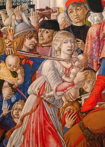 Das Massaker der Unschuldigen (Detail eines Soldaten, der ein Baby mit seinem Schwert durchbohrt) von Matteo di Giovanni di Bartolo