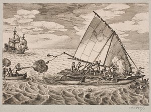 Holländer erobern Schiff mit wilden Leuten und Kindern