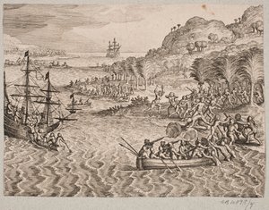Über die Landung der Holländer auf der grundlosen Insel von Matthäus Merian d.Æ.