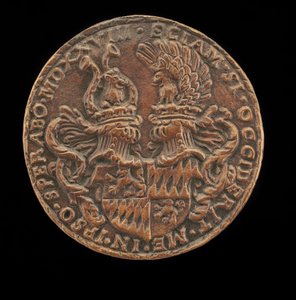 Schild mit Helmen und Wappen [Rückseite], 1528