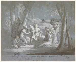 Telemachus und Calypso spielen mit einem Amor