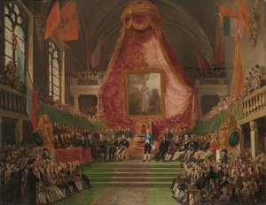 Die feierliche Eröffnung der Universität Gent durch den Prinzen von Oranien im Thronsaal des Rathauses am 9. Oktober 1817