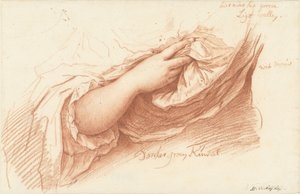 Studie eines rechten Arms und einer Hand auf einem weiten Ärmel von Mattheus Verheyden