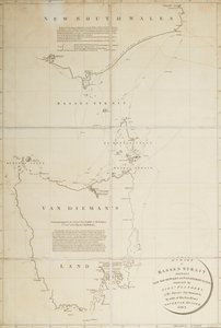 Karte der Basses-Straße zwischen New South Wales und Van Diemans Land, vermessen von Leutnant Flinders von HMS 
