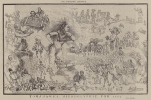 Tomahawks Hieroglyphen für 1869 (Farblithografie) von Matthew