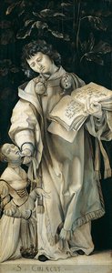 Tafel des Heller-Altars, die den Heiligen Cyriacus darstellt von Matthias Grünewald