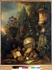 Vanitas, Stillleben mit Vase von Matthias Withoos