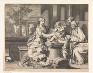 Heilige Familie mit Zacharias, Elisabeth und Johannes dem Täufer von Matthijs Pool