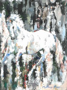 Lebhaftes weißes Pferd von Matthys Moss
