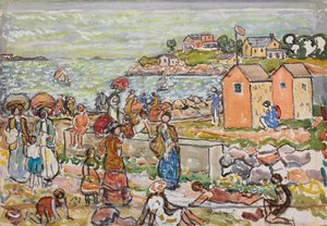Badende und Spaziergänger, ca. 1919 von Maurice Brazil Prendergast