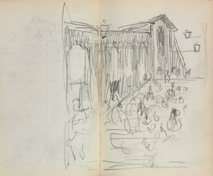 Italienisches Skizzenbuch: Brücke mit Figuren Seite 95 & 96, 1898-1899