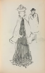 Italienisches Skizzenbuch: Stehende Frau und Mann Seite 125, 1898-1899 von Maurice Brazil Prendergast
