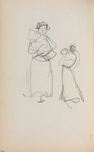 Italienisches Skizzenbuch: Zwei stehende Frauen mit Säuglingen Seite 140, 1898-1899 von Maurice Brazil Prendergast