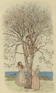 Orangenpflücken am Mittelmeer (Farblithografie) von Maurice Charles Mathieu Bonvoisin