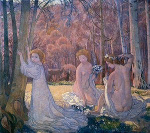 Figuren in Frühlingslandschaft Heiliger Hain, 1897 von Maurice Denis