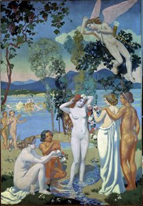 Die Geschichte von Psyche (Tafel 1: Eros von der Schönheit der Psyche getroffen) von Maurice Denis