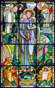 Maurice Denis Museum, Saint Germain en Laye, Frankreich, Maurice Denis, Jungfrau und Kind Buntglas (Buntglas)