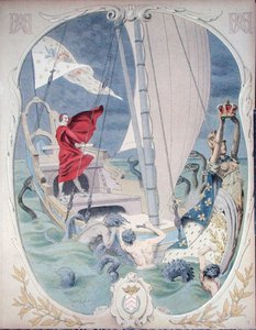 Armand-Jean du Plessis, Kardinal Richelieu (1585-1642) dargestellt als Beschützer der Loyalität zur französischen Krone, Illustration aus einem Leben von Richelieu von Theodore Camu