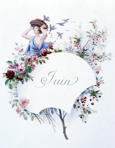 Juni „La Chanson du mois“ von Jérôme Doucet, Illustration - Maurice Leloir, ed. Reims 1904. L. Michaud