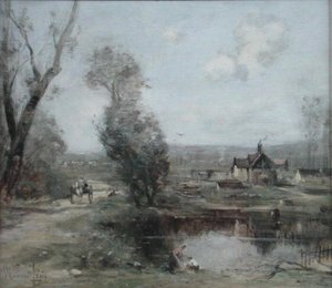 Ein Weg an einem Fluss in Nordfrankreich von Maurice Levis
