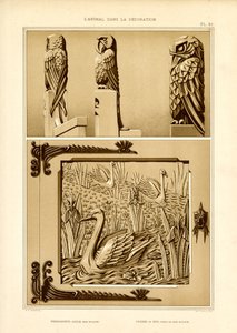 Dekorative Kunstdesigns mit Papagei-, Adler- und Schwanmotiven von Maurice Pillard Verneuil