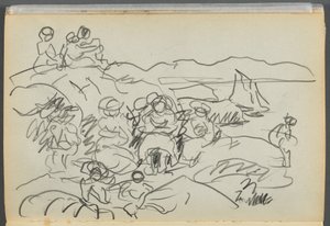 Skizzenbuch - The Granite Shore Hotel, Rockport, Seite 096: Picknicker von Maurice Prendergast