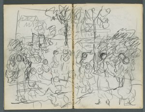 Skizzenbuch, The Dells, Nr. 127, Seite 076 & 77: Figuren in einer Landschaft
