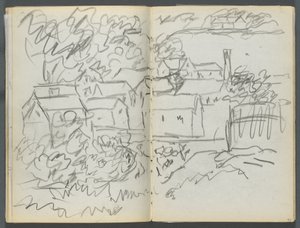 Skizzenbuch, The Dells, Nr. 127, Seite 096 & 97: Landschaft mit Häusern
