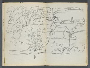 Skizzenbuch, The Dells, Nr. 127: Landschaft mit Häusern