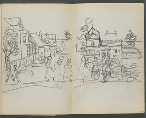 Skizzenbuch, The Dells, Nr. 127, Seite 174 & 175: Dorf mit Häusern und Straße