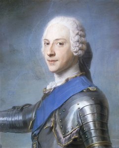 Porträt von Prinz Charles Edward Stuart, Büste, im Profil nach links, Kopf nach vorne gedreht, rechter Arm erhoben von Maurice Quentin de La Tour