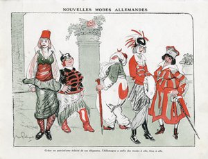 Illustration von Maurice Radiguet (1866-1941) in Mode in Deutschland, ca. 1915 - Neue deutsche Moden - Krieg von 14-18, Deutschland Preußen, Türkei, Mode, Dreibund - Frauen von Maurice Radiguet