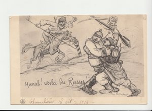 Postkarte, Satirisch in Schwarz-Weiß von Maurice Radiguet