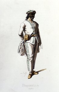 Brighellas Charakter im Jahr 1570. Maurice Sand „Masken und Narren“ Paris 19. Jahrhundert. (Maurice Sand war der Sohn von George Sand). von Maurice Sand