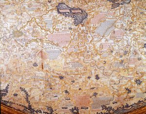Ansicht von Russland (Detail) der Weltkarte (Mappamundi) von Bruder Maurus (Mauro) Camaldolese 1459, Biblioteca Marciana, Venedig von Mauro Fra