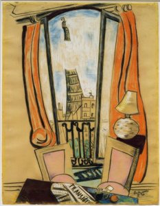 Ausblick aus dem Fenster (Eiffelturm) von Max Beckmann