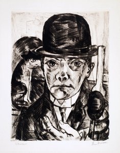 Selbstporträt mit Melone. Gravur von Max Beckmann (1884-1950) von Max Beckmann