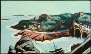 Blick auf Vorstädte am Meer bei Marseille von Max Beckmann