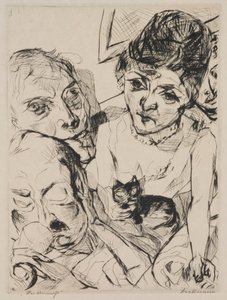 Abend (Selbstporträt mit den Battenbergs), Platte 10 aus dem Portfolio „Gesichter“ von Max Beckmann