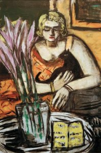 Frau mit Katze von Max Beckmann