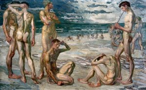 Junge Männer am Meer