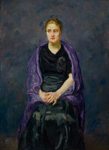 Minna Beckmann-Tube mit einem violetten Schal von Max Beckmann