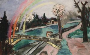Eisenbahnbrücke und Regenbogen